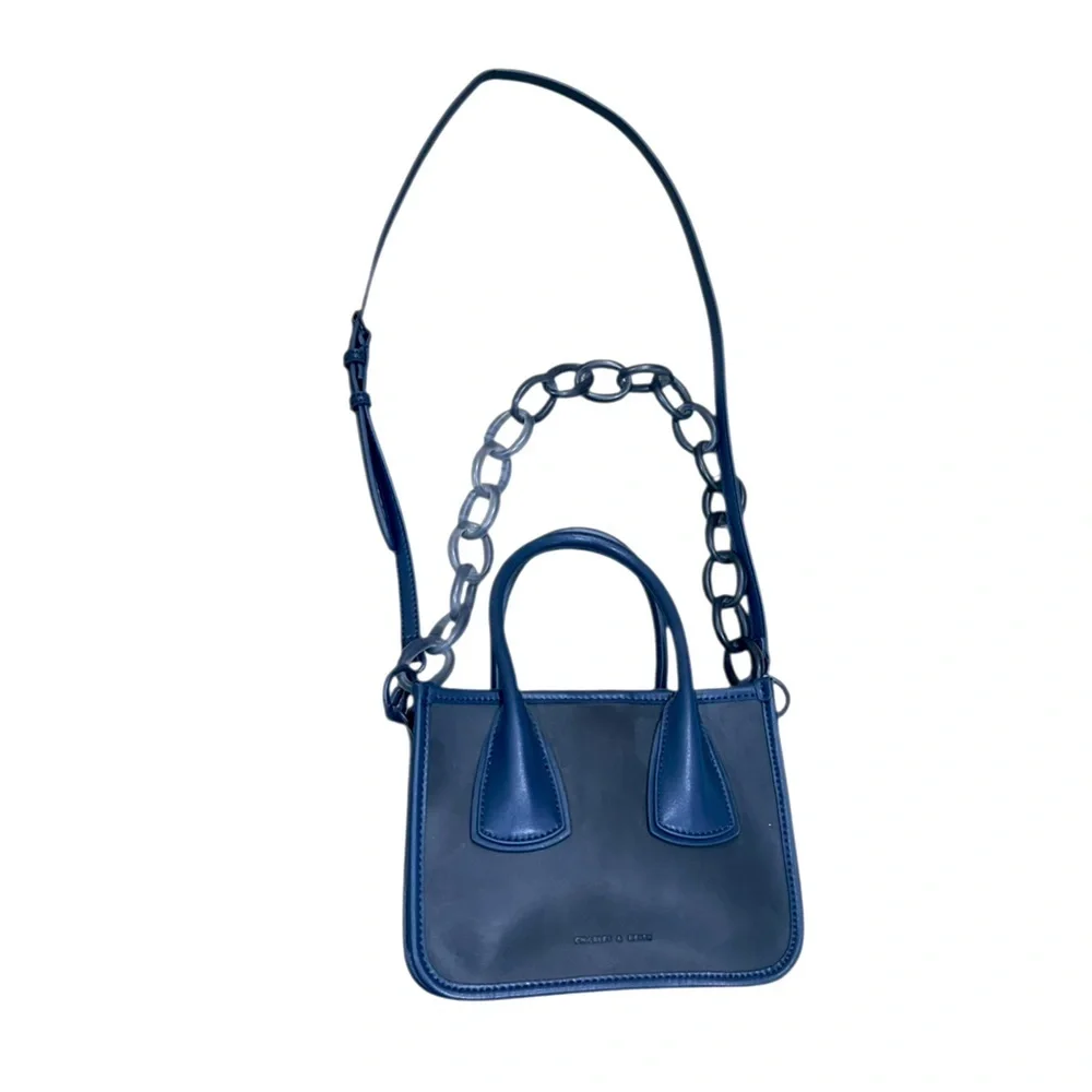 Nwot Charles & Keith Navy blue Mini crossbody Bag with Chain Strap convertible